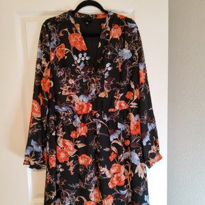 Who What Wear Black Floral Midi Dress